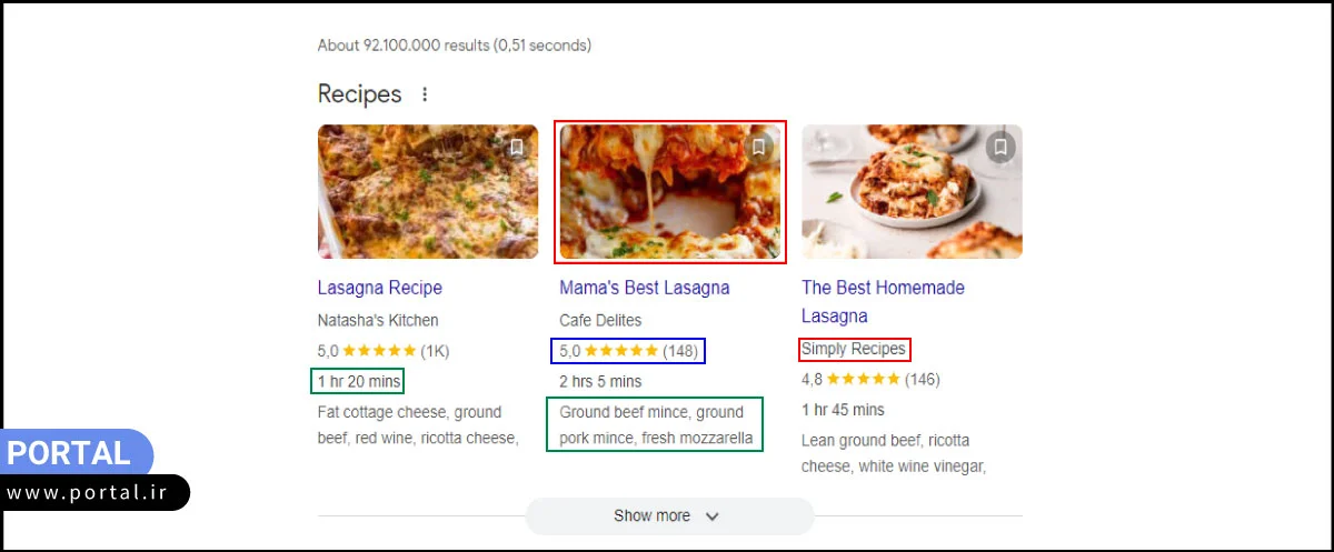 نتایج مربوط به دستور پخت غذا در سرپ گوگل